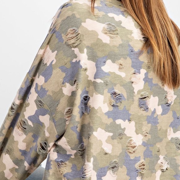 Last One! Distressed camo inspired top - Picture 2 of 4